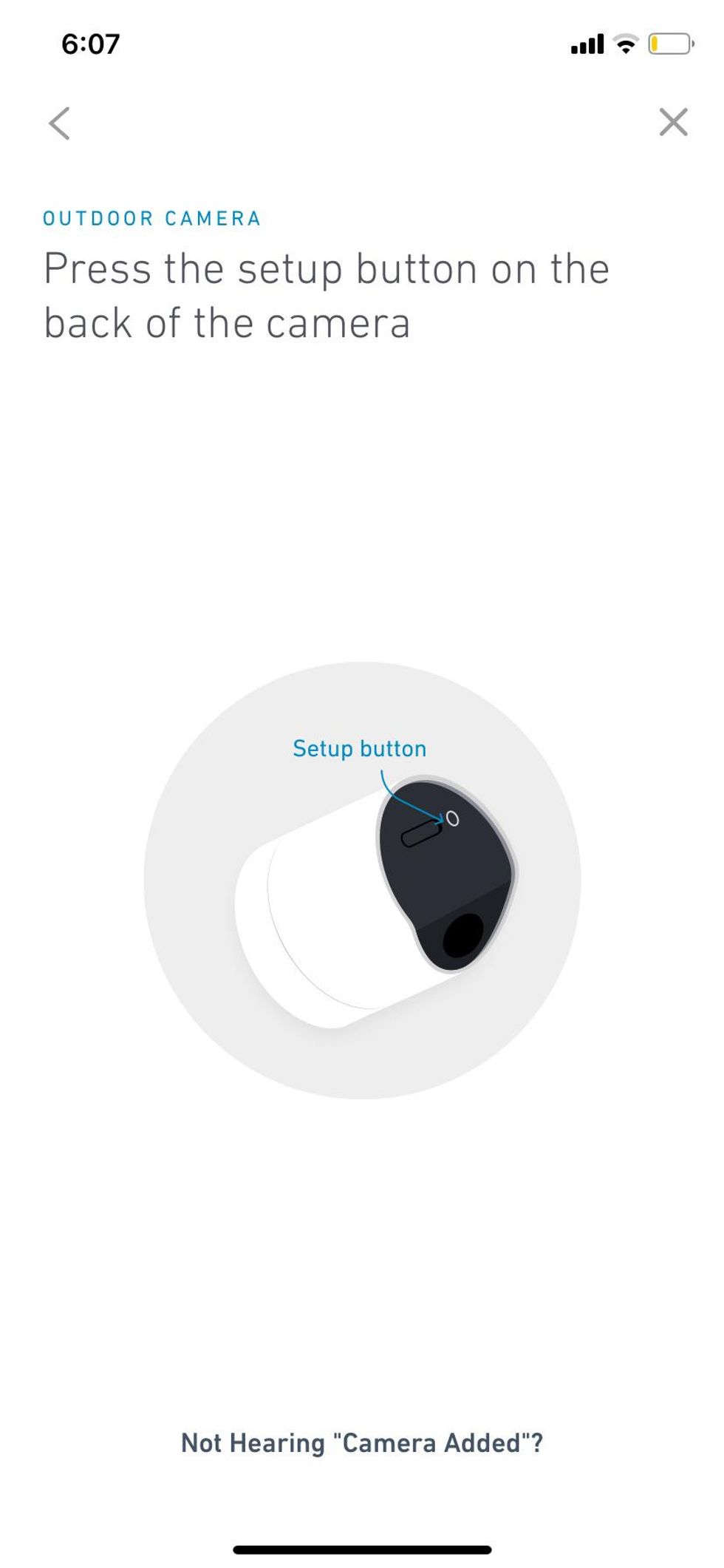 in simplisafe app, set up button to pair your camera