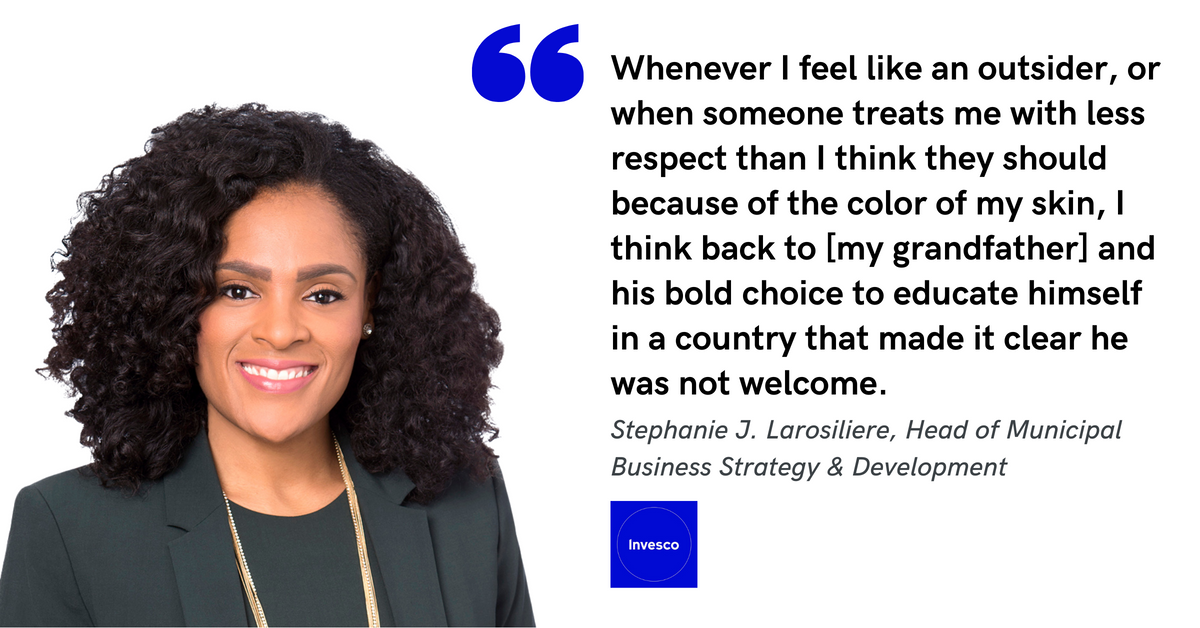 Blog post image with quote from Stephanie J. Larosiliere, Head of Municipal Business Strategy and Development at Invesco