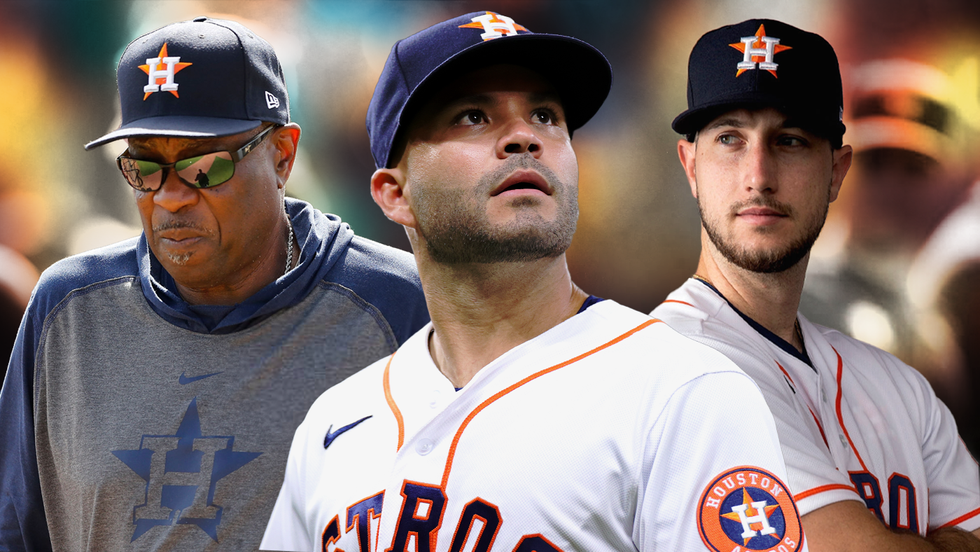 Astros Dusty Baker, Jose Altuve, Kyle Tucker
