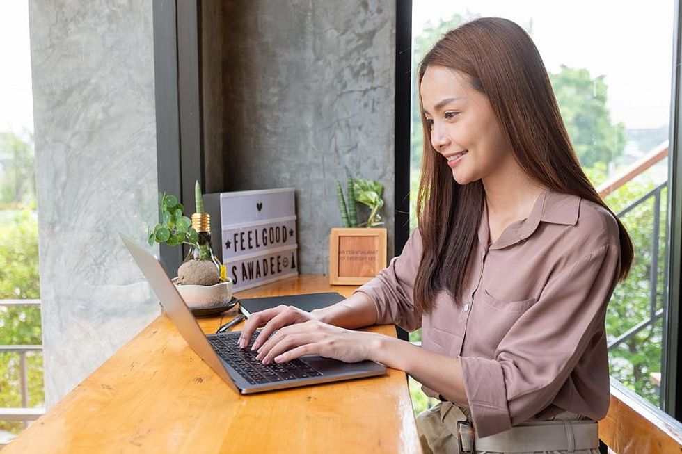 Woman happy at work