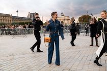 Emma Chamberlain attends the Louis Vuitton show as part of the Paris