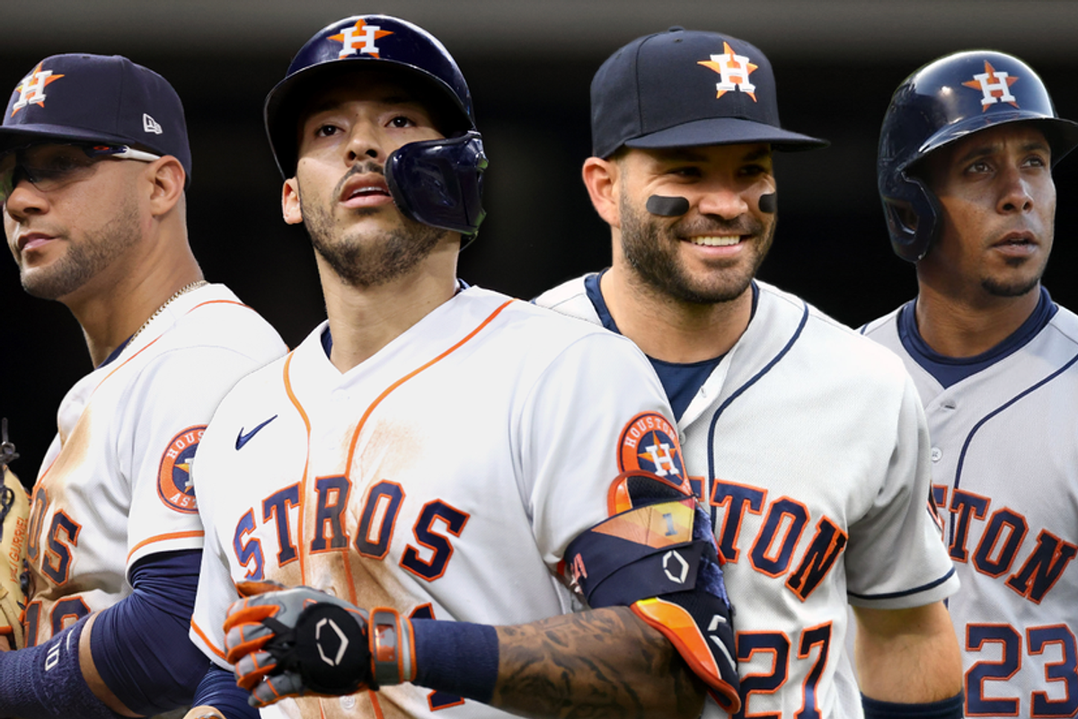 Astros Yuli Gurriel, Carlos Correa, Jose Altuve, Michael Brantley