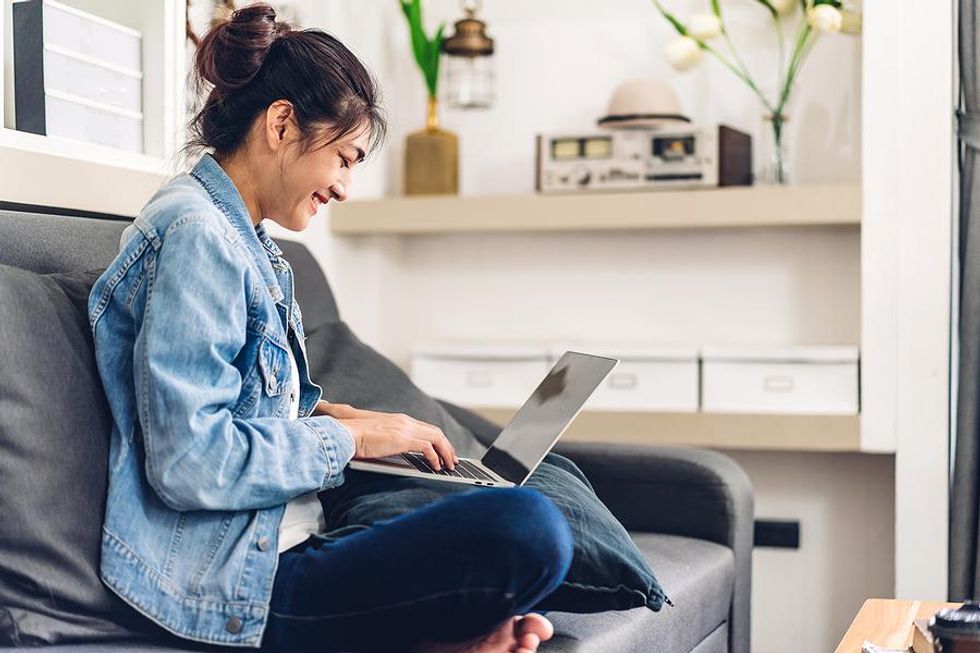 Woman connects with someone while networking online