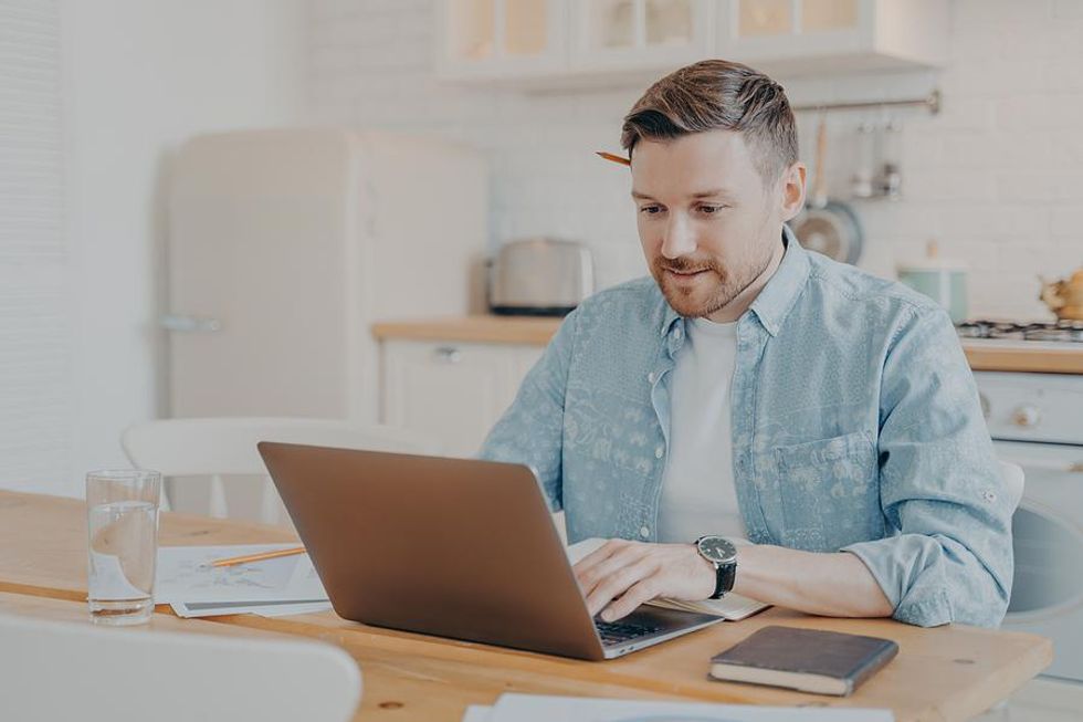 Man connects with someone while networking online