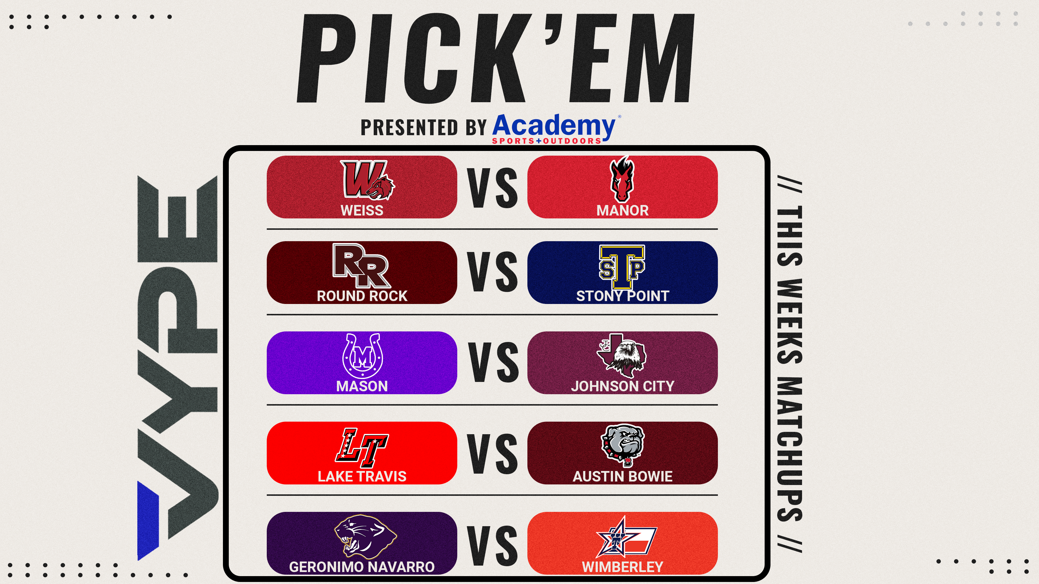 VYPE Austin Week 9 Picks Presented by Academy Sports + Outdoors