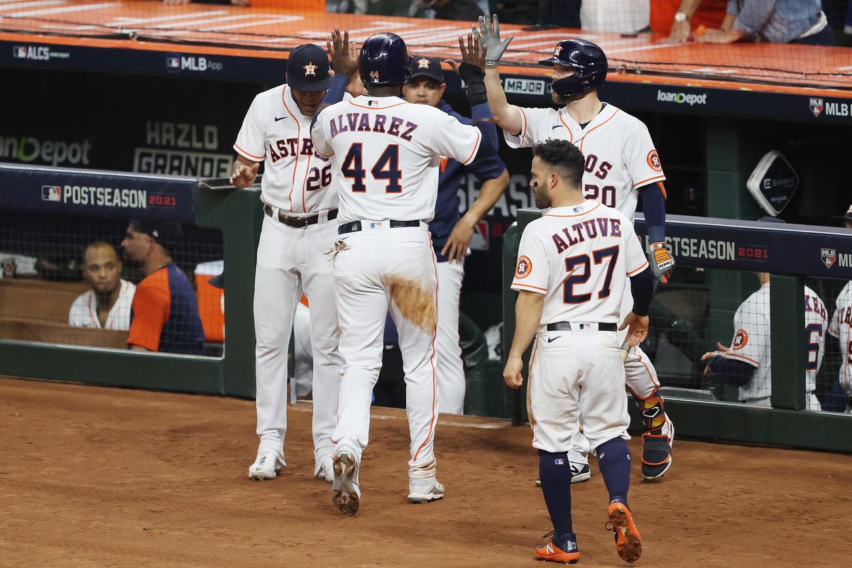 Astros' Celebrating in 2021 ALCS Game 6