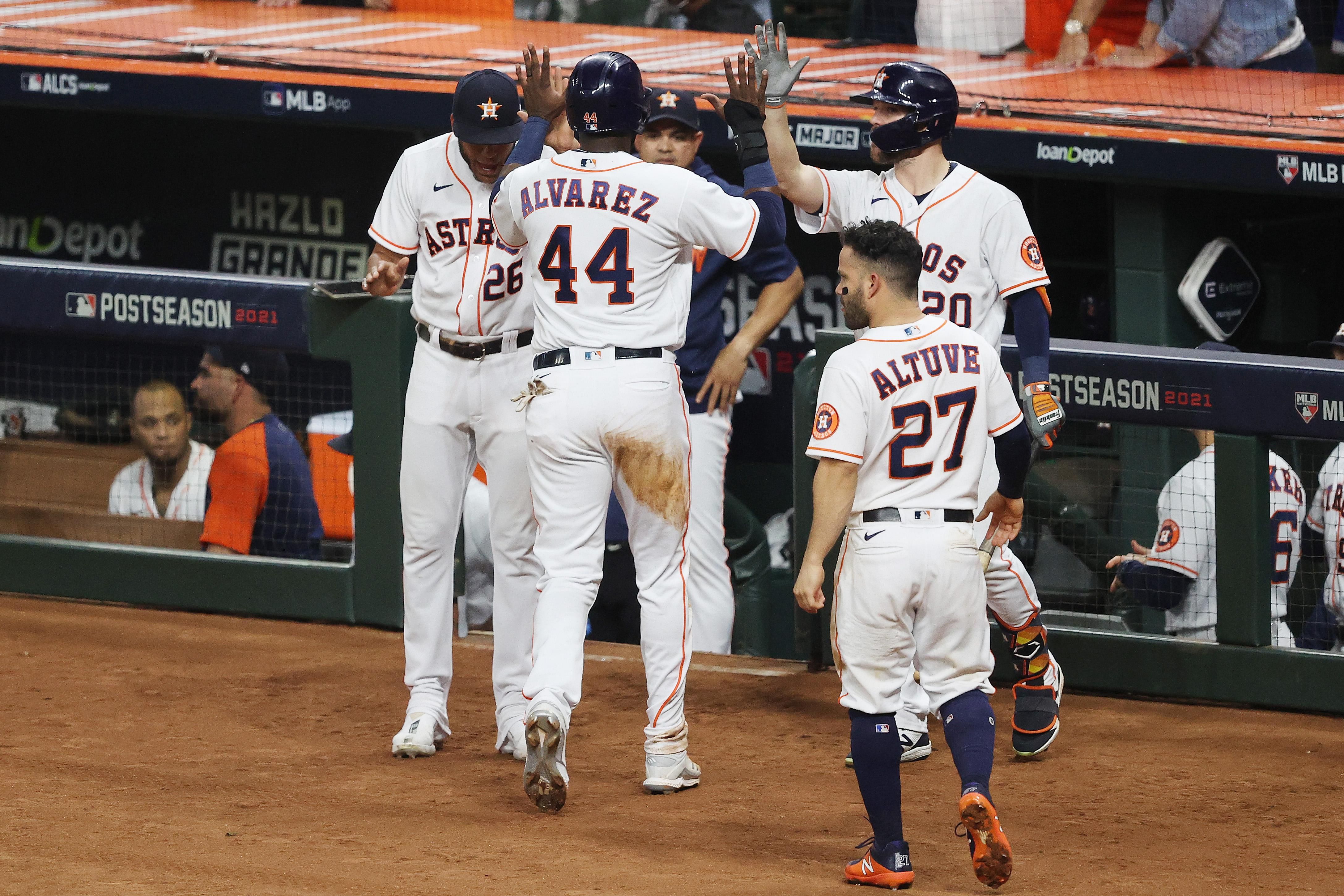 Astros' Celebrating in 2021 ALCS Game 6