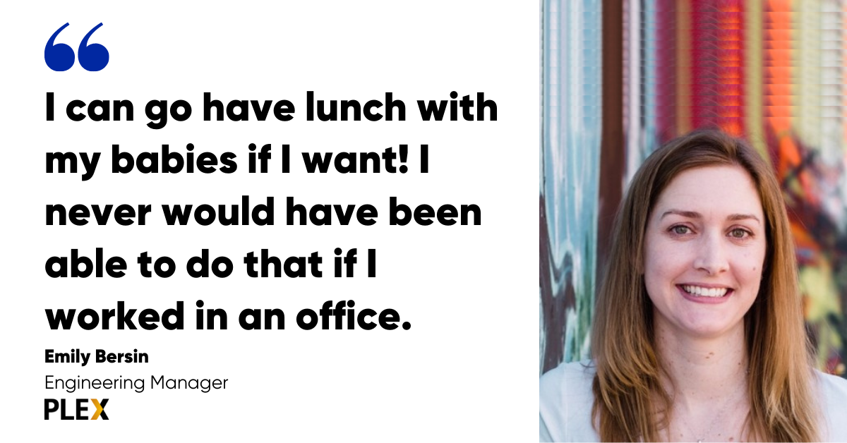 blog post banner with quote with Emily Bersin, Engineering Manager at Plex