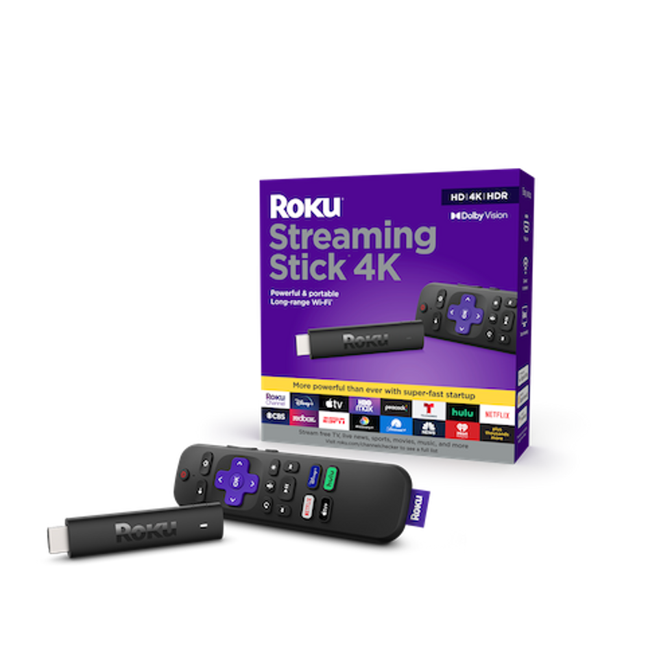 a product shot of Roku Streaming Stick 4K box and devices.