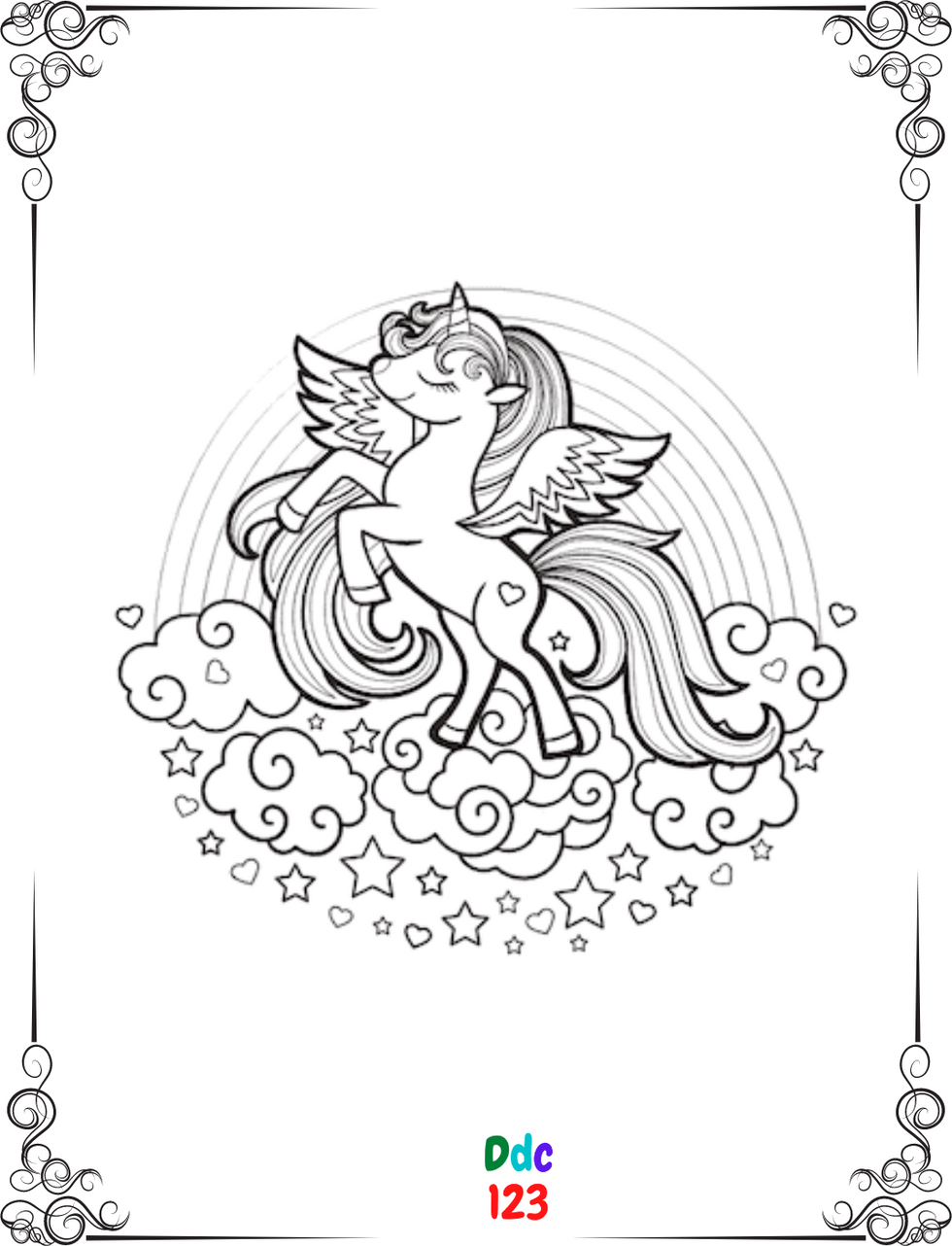 Unicorns coloring pages for kids