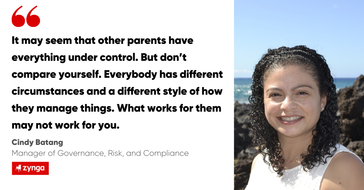 Blog post banner with quote from Cindy Batang, Manager of Governance, Risk, and Compliance at Zynga
