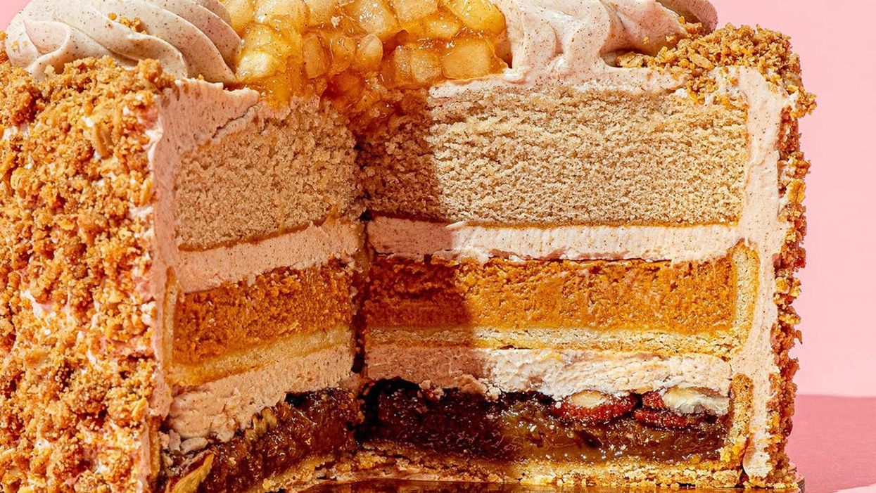 This 'PieCaken' serves up all your favorite Thanksgiving desserts in one epic cake