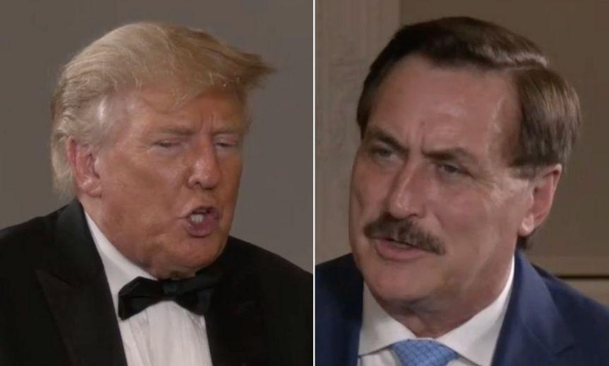 Trump Praises MyPillow Guy's Idea to Melt Down 2020 Voting Machines 'Into Prison Bars' in Bonkers Interview