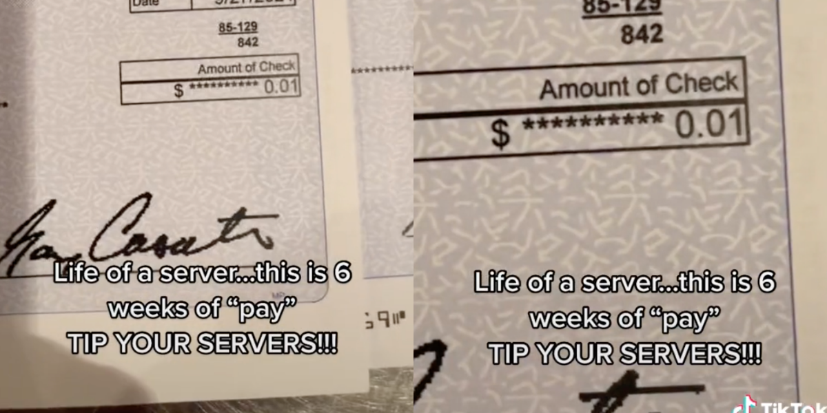 Server's Paychecks For 6 Weeks Of Work Amount To 1 Cent: VIDEO - Comic ...