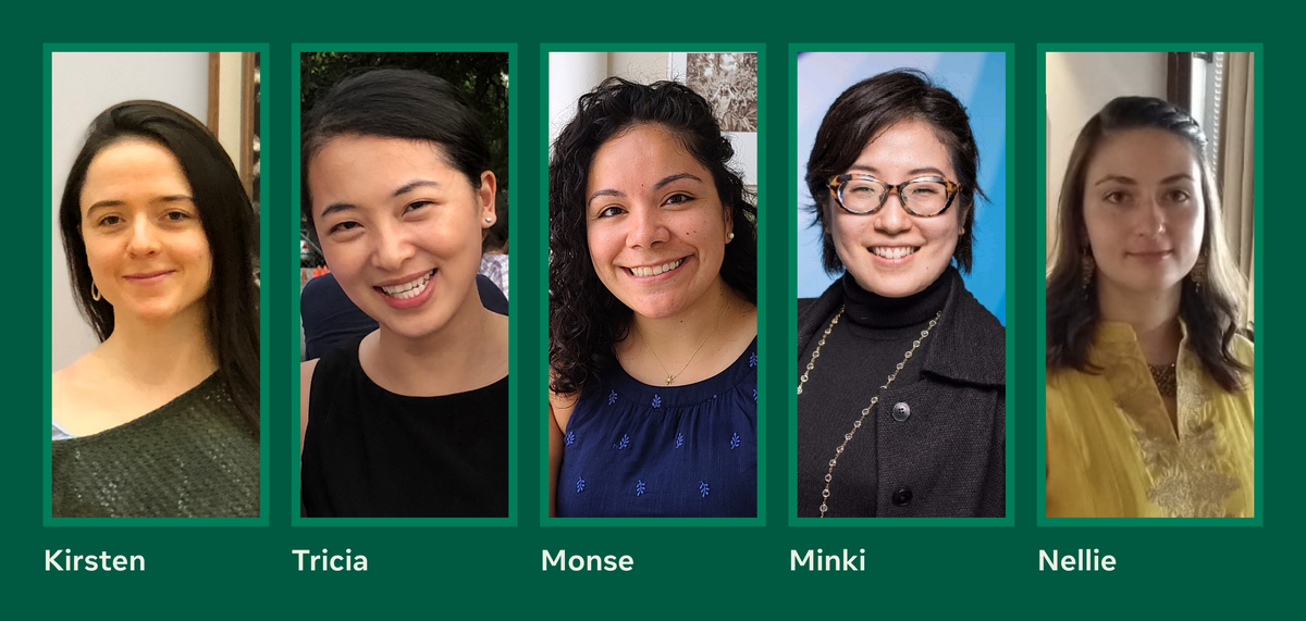 Blog post header with photos of 5 featured women