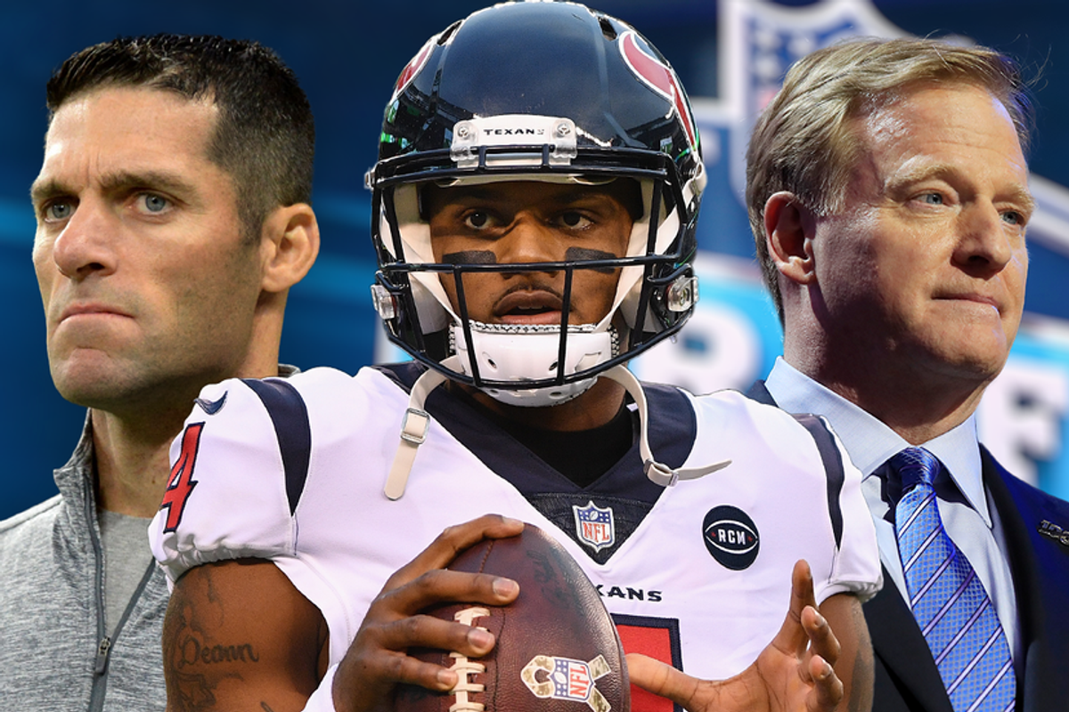 Texans Nick Caserio, Deshaun Watson, Roger Goodell