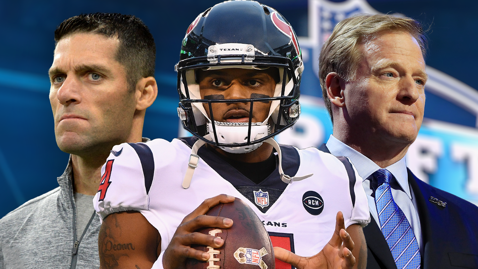 Texans Nick Caserio, Deshaun Watson, Roger Goodell