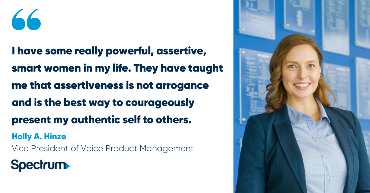Blog post header with quote from Holly A HInze, VP of Voice Product Management at Spectrum