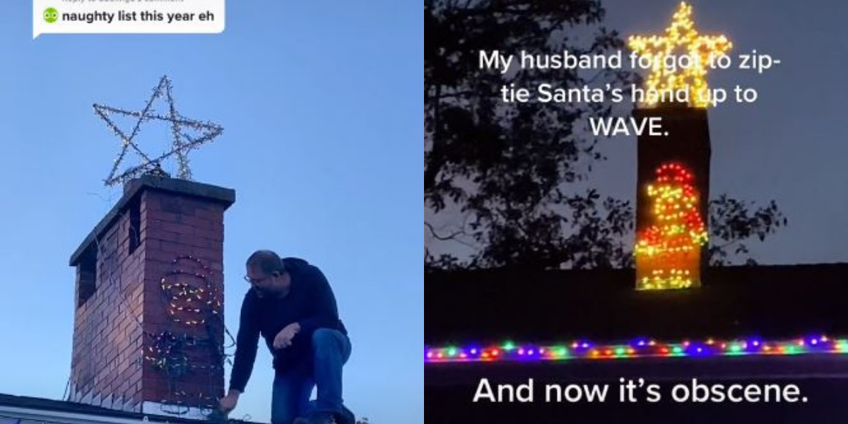 home s christmas display santa is nsfw after guy s prank video comic sands