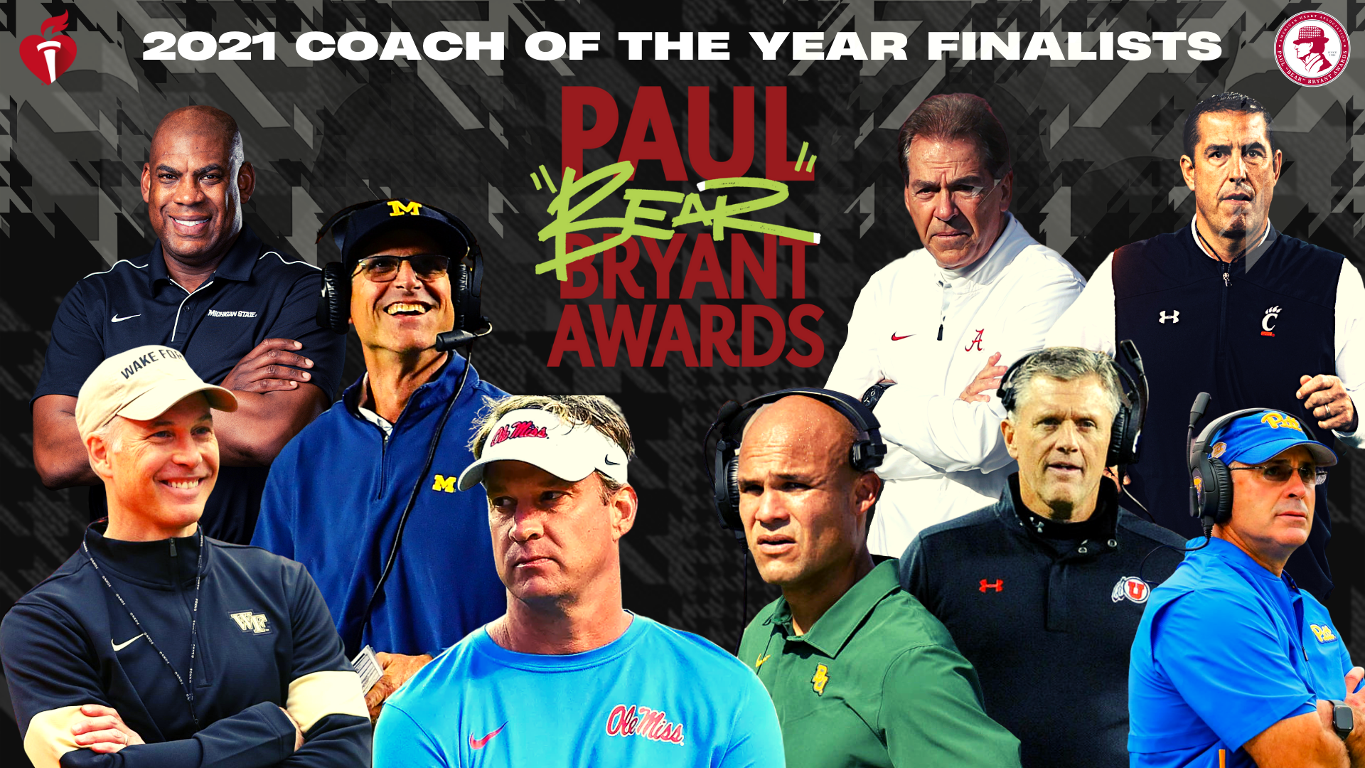 American Heart Association’s 2021 Paul “Bear” Bryant Coach of the Year finalists announced