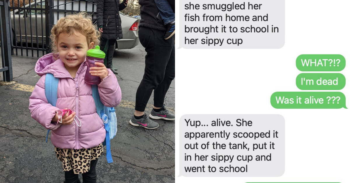 Little Girl Gets Caught After Forgetting That She Snuck Her Pet Fish Into School In Her Sippy Cup