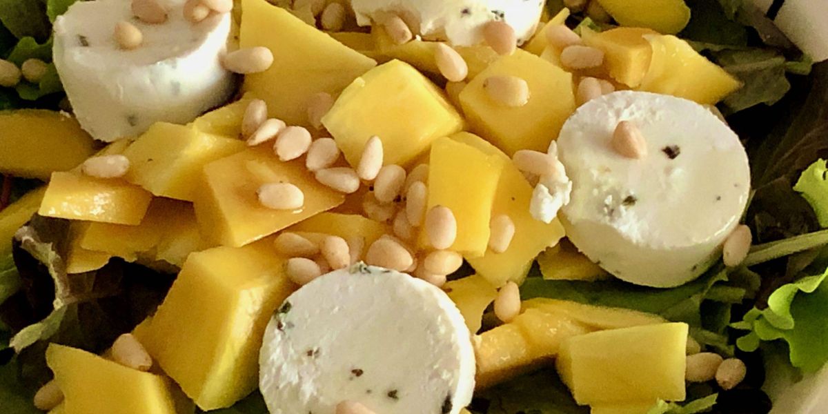 Goatcheese mango salad with saffronsyrup My Recipe Magic