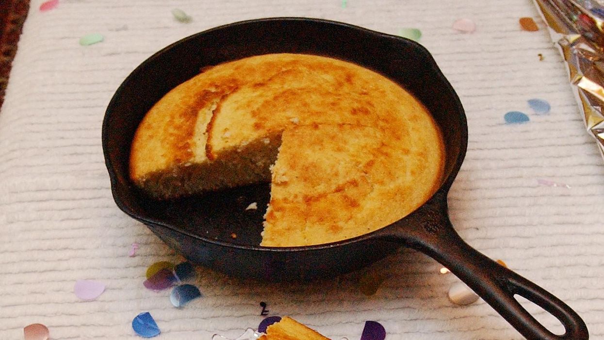 Cornbread in cast-iron skillet