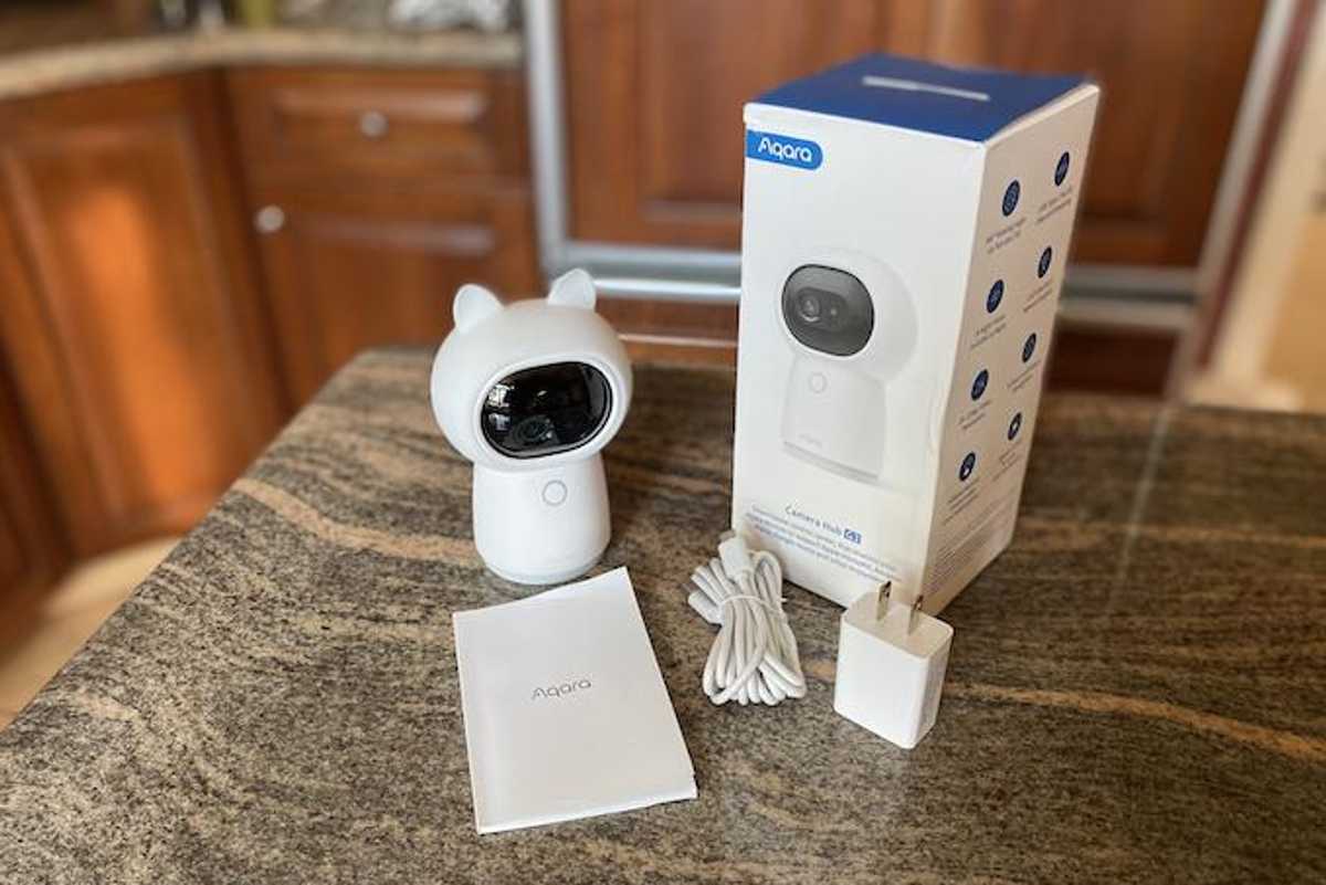 Aqara Camera Hub G3 unboxed on a countertop