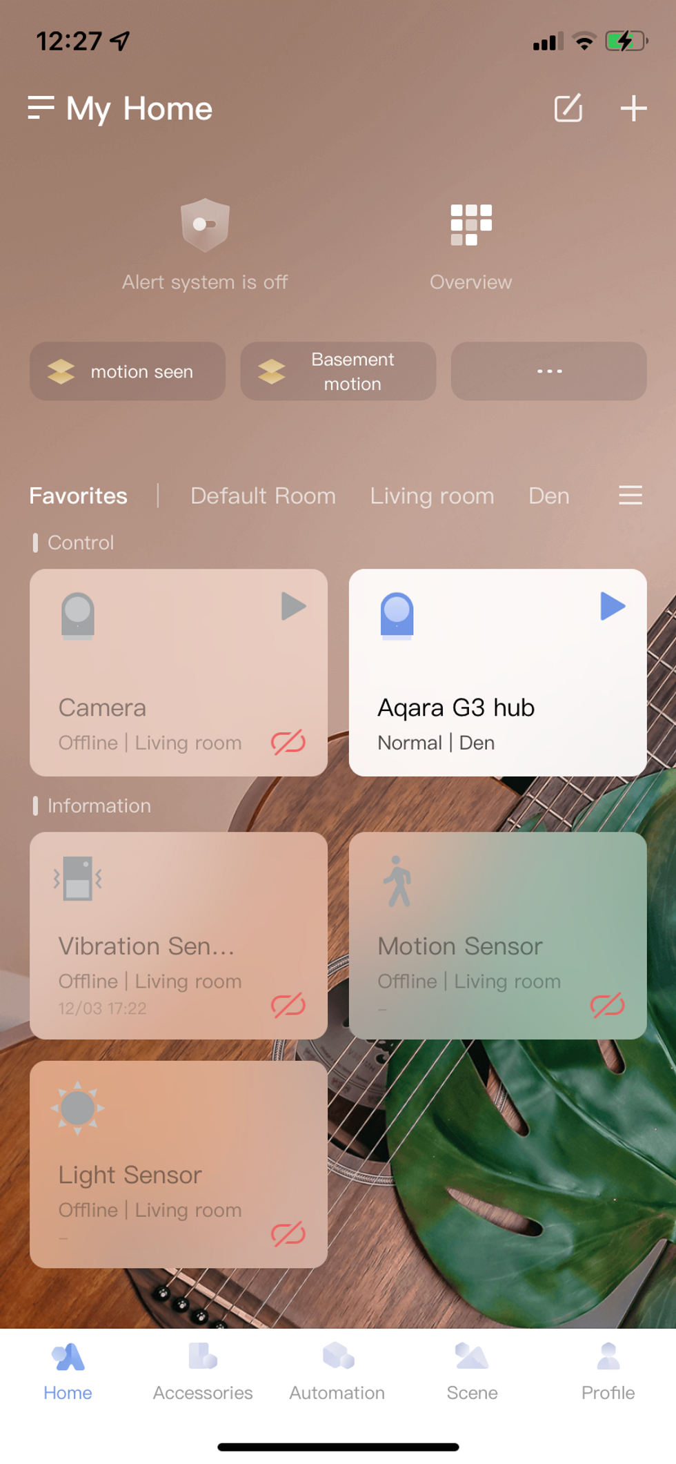 Home screen of aqara app
