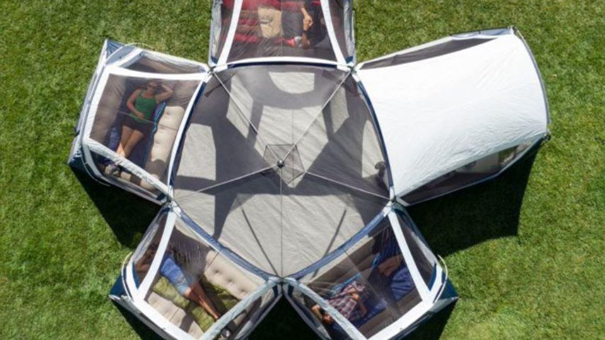 This star-shaped tent sleeps 20 people so the whole family can go camping together