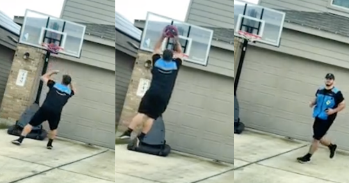 Amazon Delivery Driver Stunned After Getting Fired For Dunking Basketball In Customer's Driveway