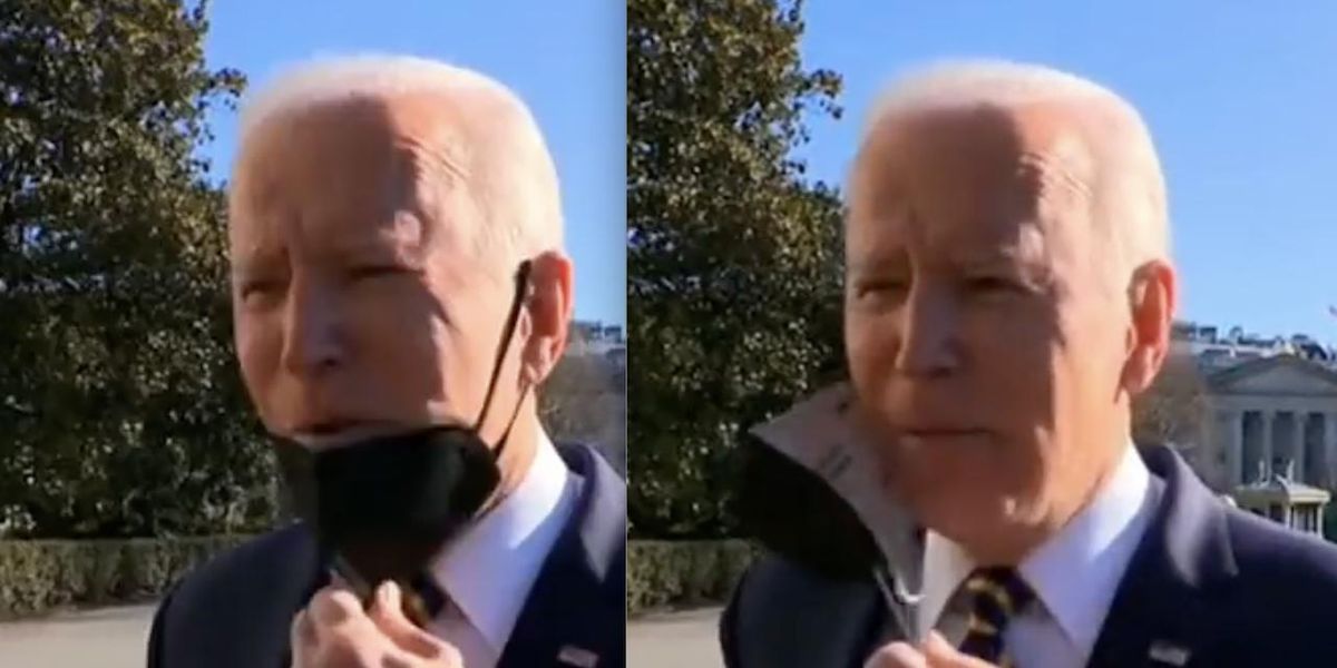 Biden says ‘this looks stupid’ as he removes his face mask while speaking to reporters outside White House