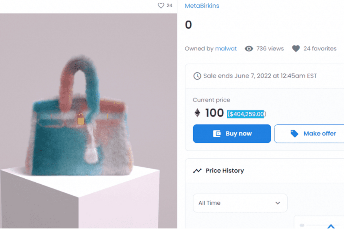 The first Birkin bag for sale in the metaverse
