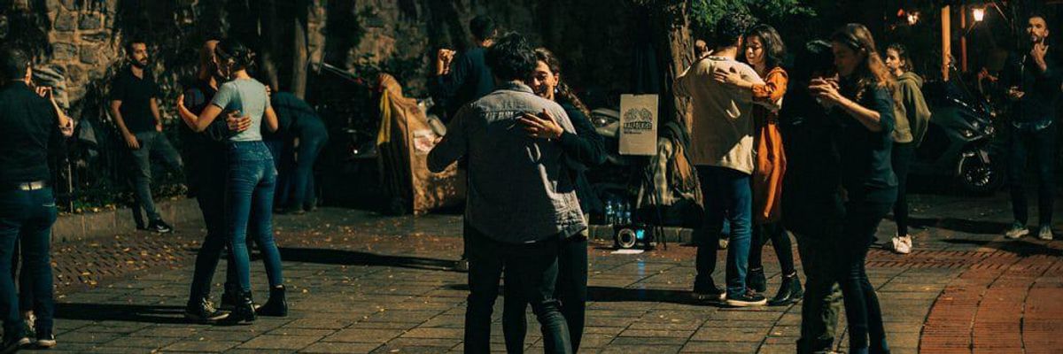 People dancing in the street