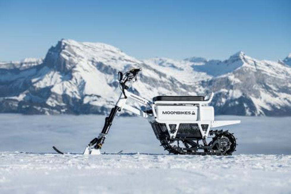 Moonbike outside in the snow