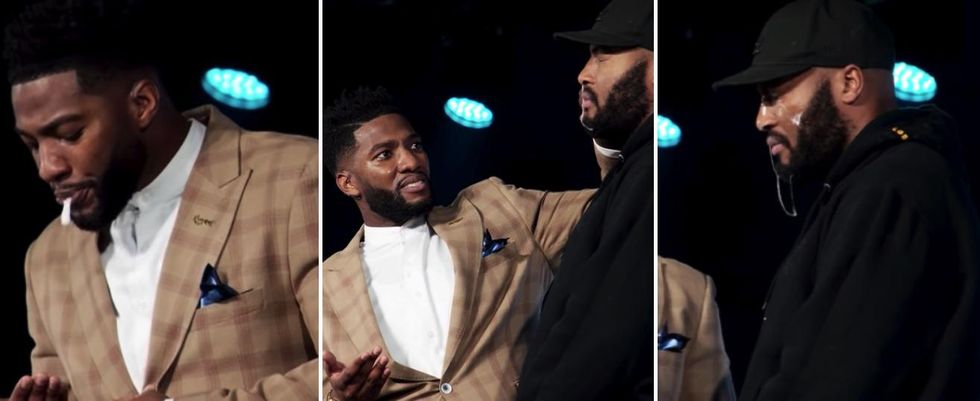 Megachurch pastor hawks loogie, rubs it on man’s face in sermon illustration as church-goers gasp in horror: ‘Cult energy’ Megachurch pastor hawks loogie, rubs it on man’s face in sermon illustration as church-goers gasp in horror: ‘Cult energy’