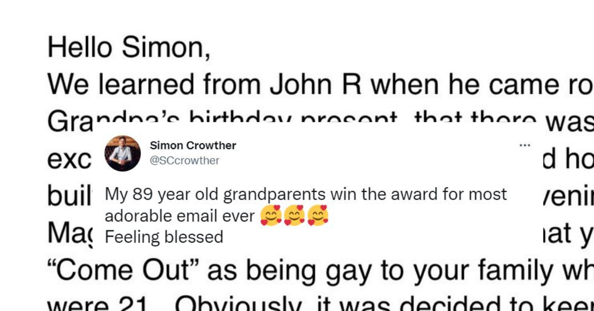 Guy Gets Adorable Email From His Grandparents After They Found Out He's Gay From Newspaper
