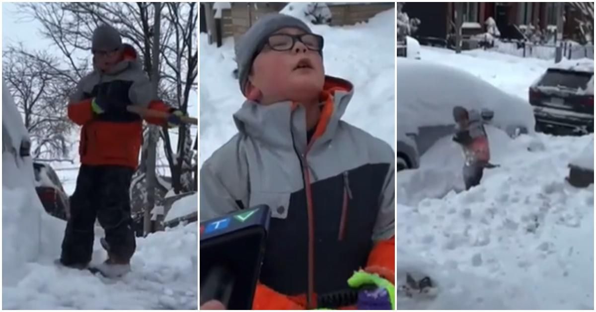 carter trozzolo, exhausted kid, canada snow storm