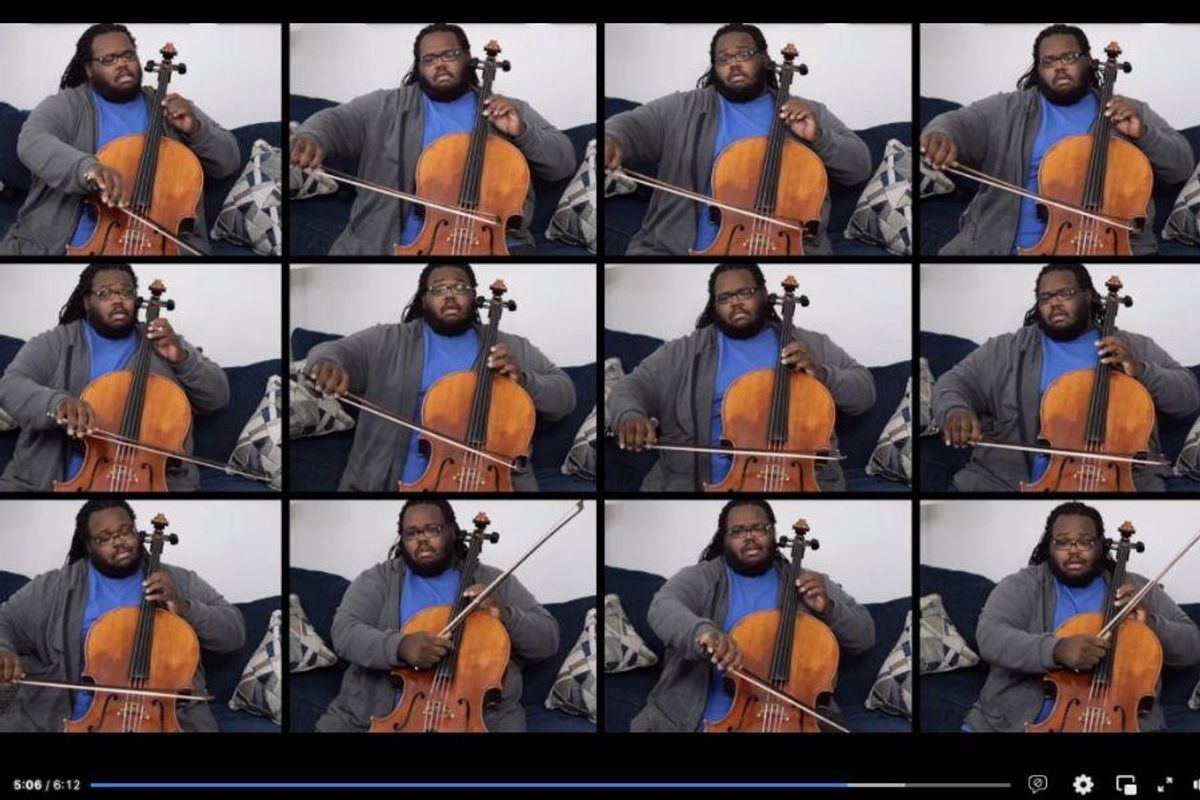 Cellist performs a piece for 12 cellos all by himself and it's absolutely stunning
