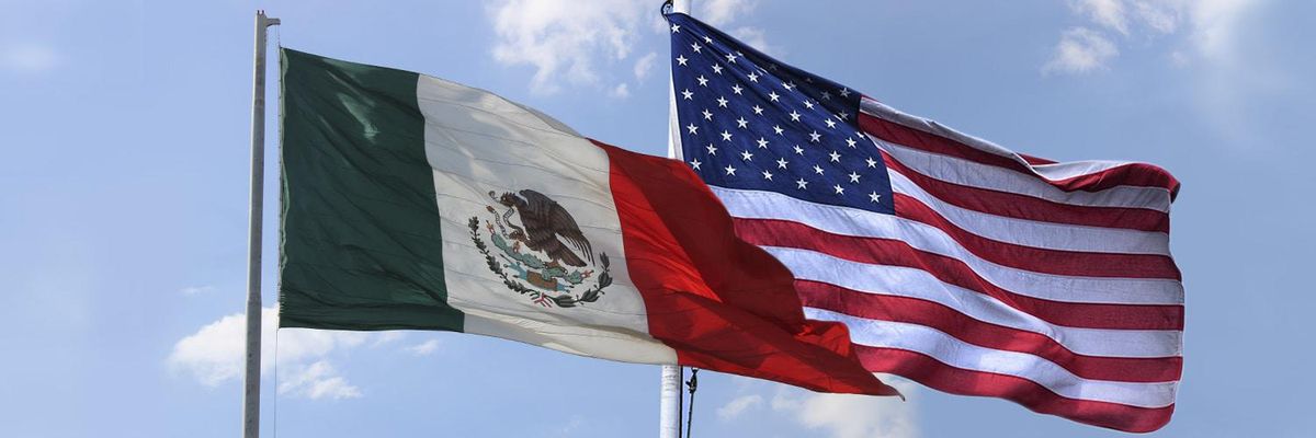 Flags of Mexico and USA