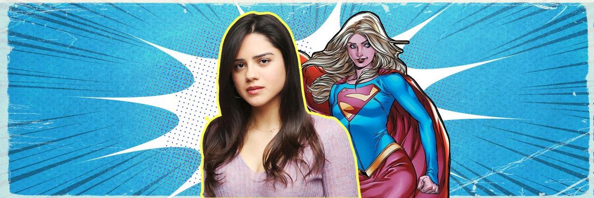 Sasha Calle and Supergirl in the background