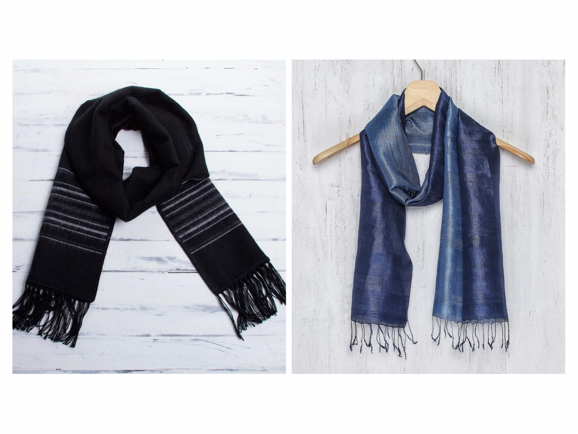 8 beautiful scarves, hand-made by local artisans, under $30