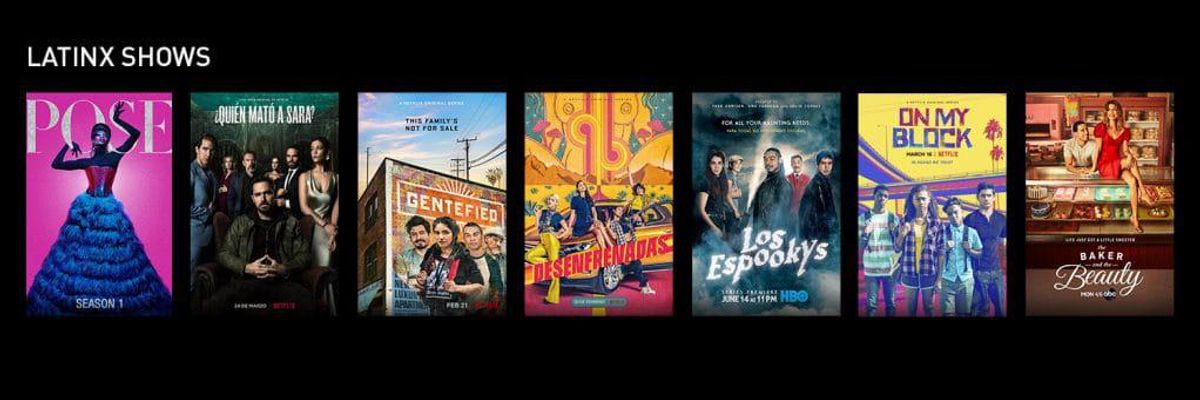 television show posters featuring Latinx leads and show runners