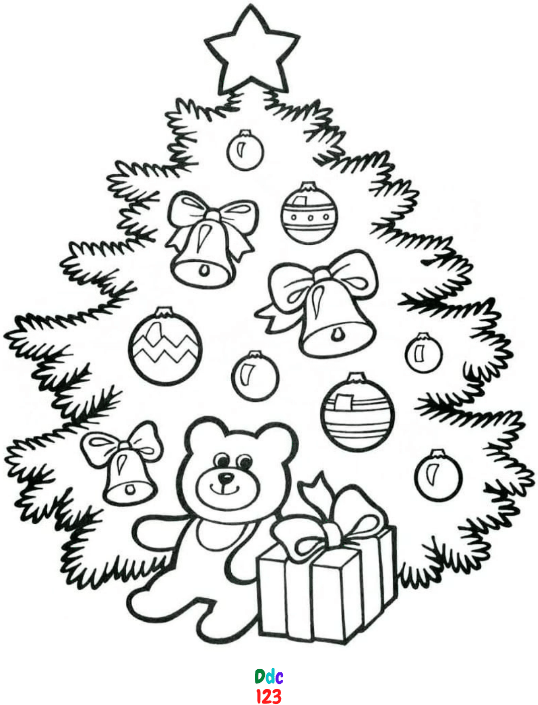 Christmas Tree Coloring Pages for children - DDC123