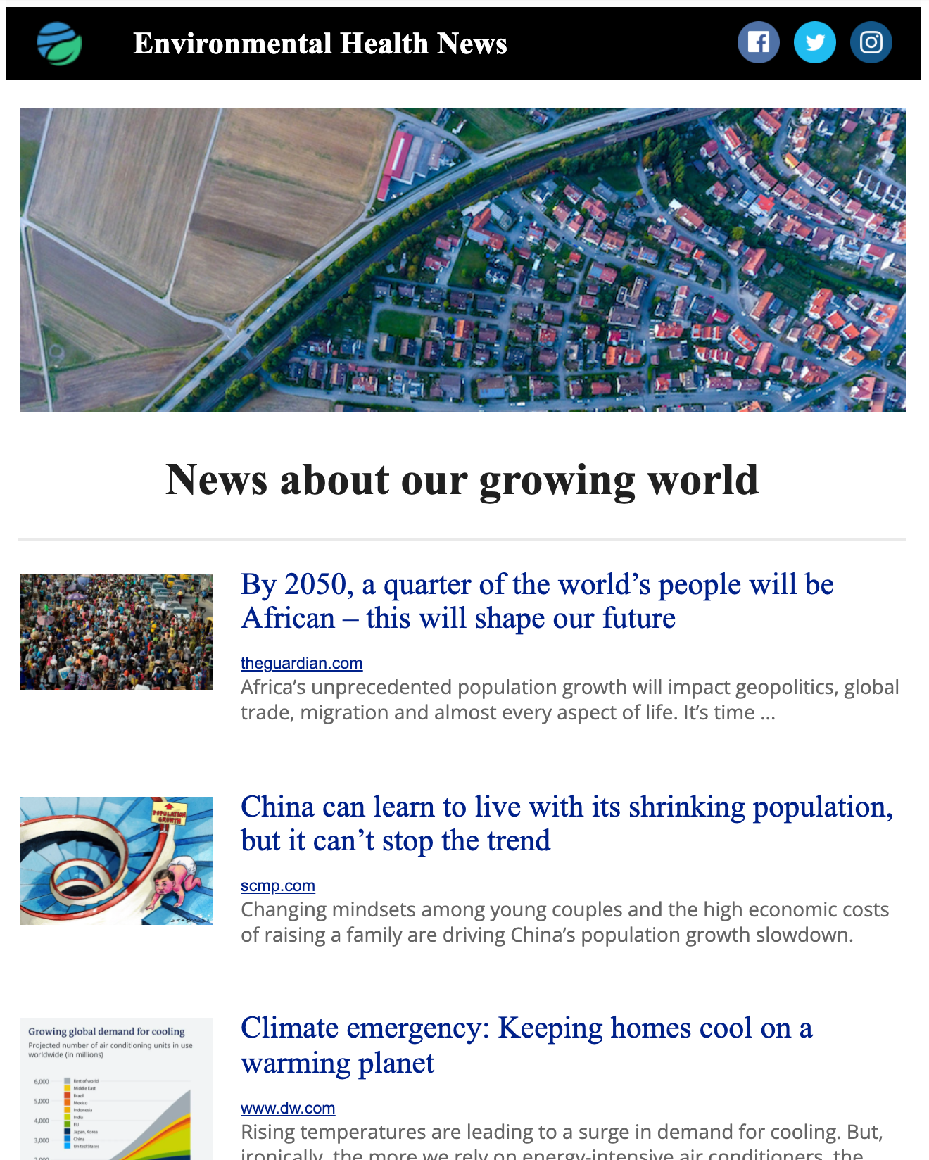 Population newsletter  sample photo