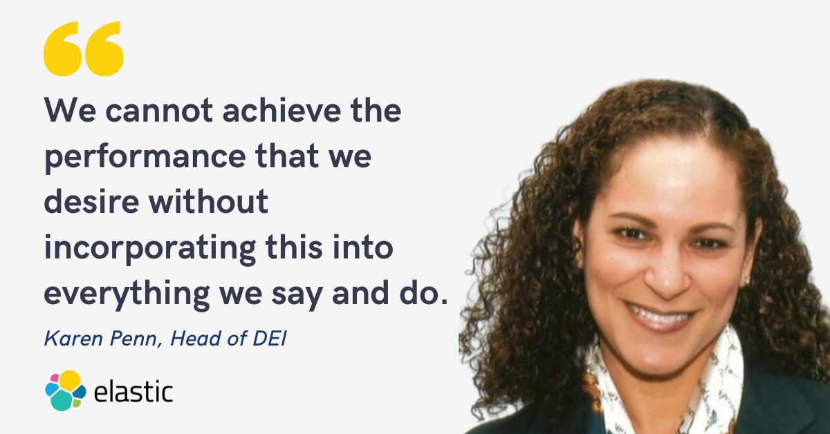 Blog post header with quote from Karen Penn, Head of DEI at Elastic