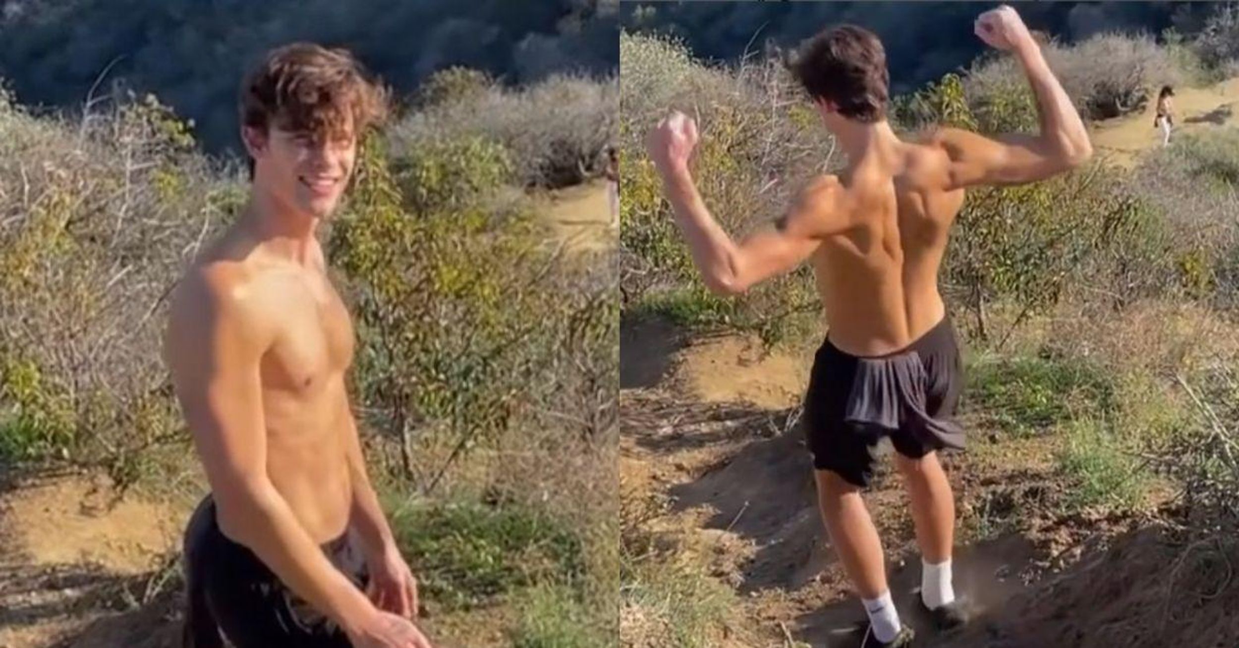 Shawn Mendes Tries To Take A Shirtless Thirst Trap Photo—And Ends Up Slipping Down A Hill