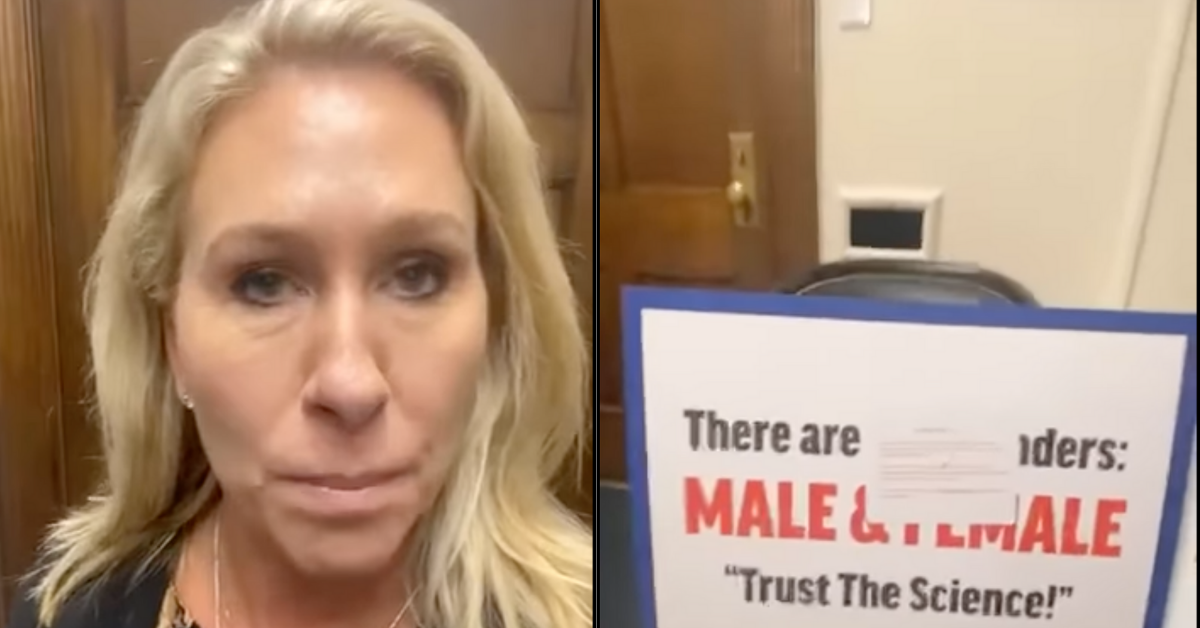 QAnon Rep. Melts Down After Someone Vandalizes Her Anti-Trans Sign: 'This Is Criminal Activity!'