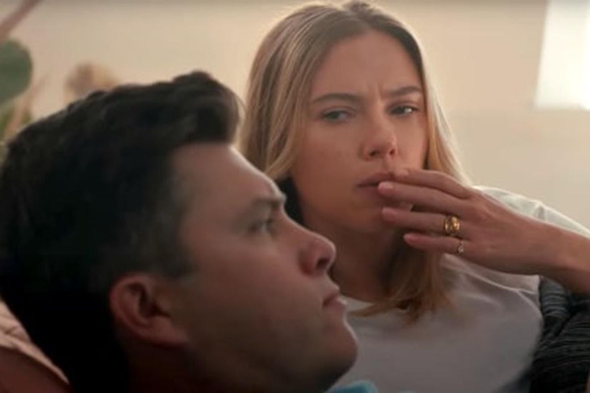 scarlett johansson, colin jost, alexa super bowl ad