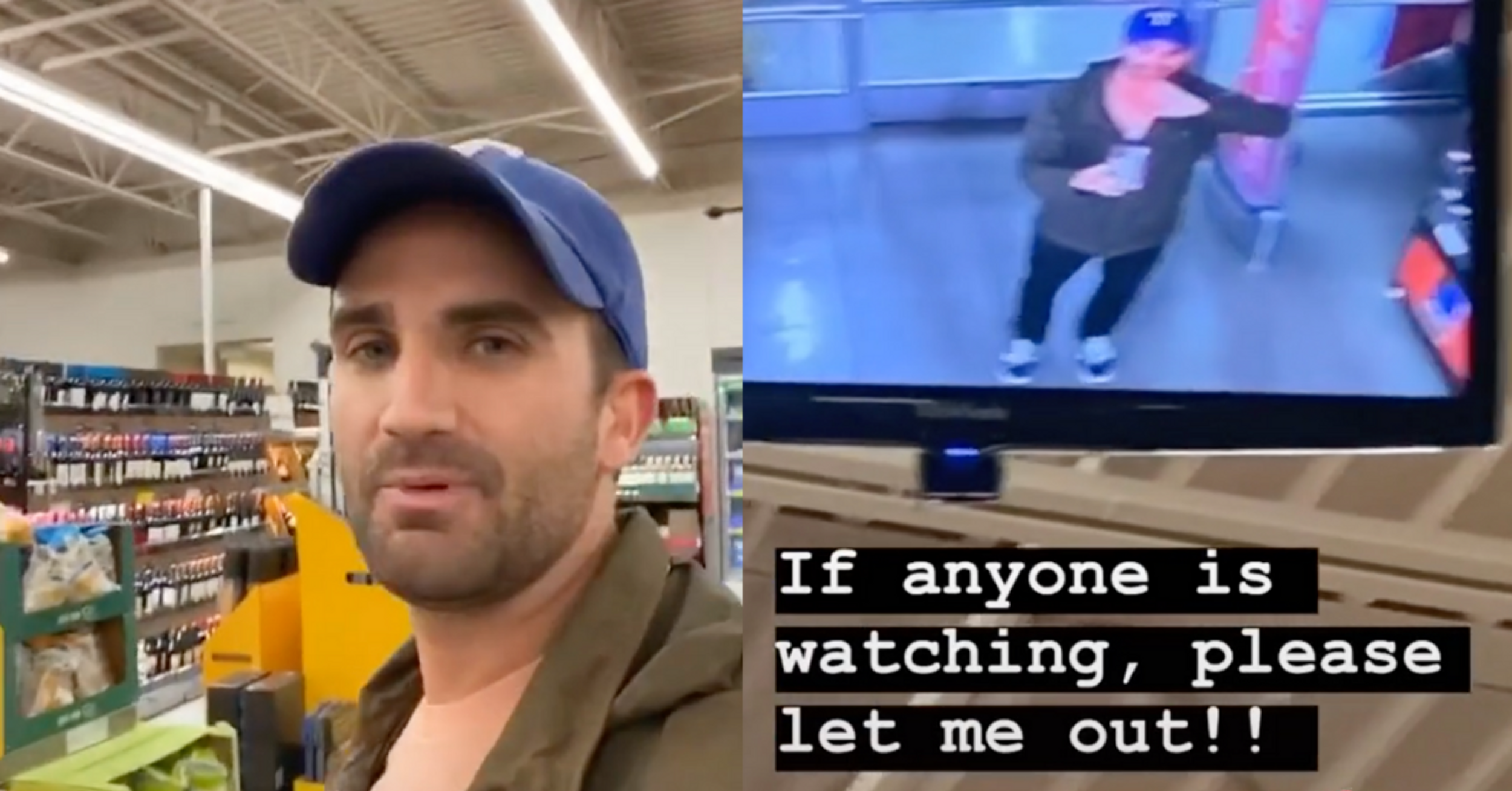 Guy Hilariously Stunned To Realize He's Locked Inside An Aldi Store After They Closed Early